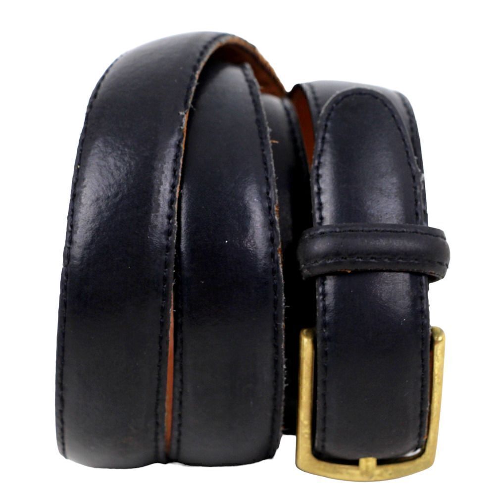 Vintage BLACK GENUINE LEATHER 1"Wd CLASSIC CASUAL DRESS MEN'S BELT Sz 38 (A23